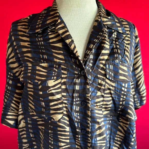 Silk Icon Vintage Button Down Blouse Size Medium - Picture 2 of 7